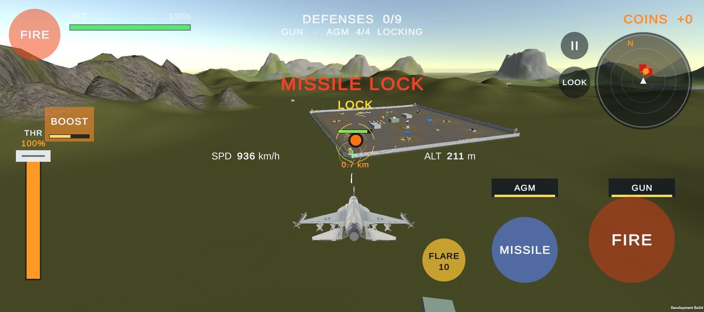 Clash of Planes missile lock on a defended mountain base