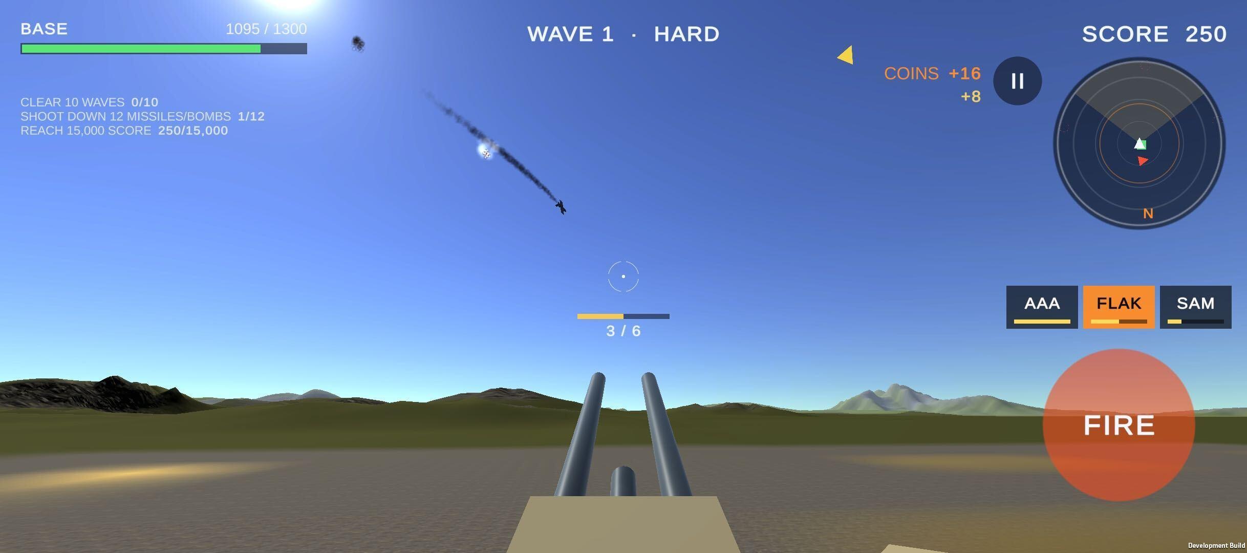 Clash of Planes flak guns firing at an aircraft leaving a smoke trail