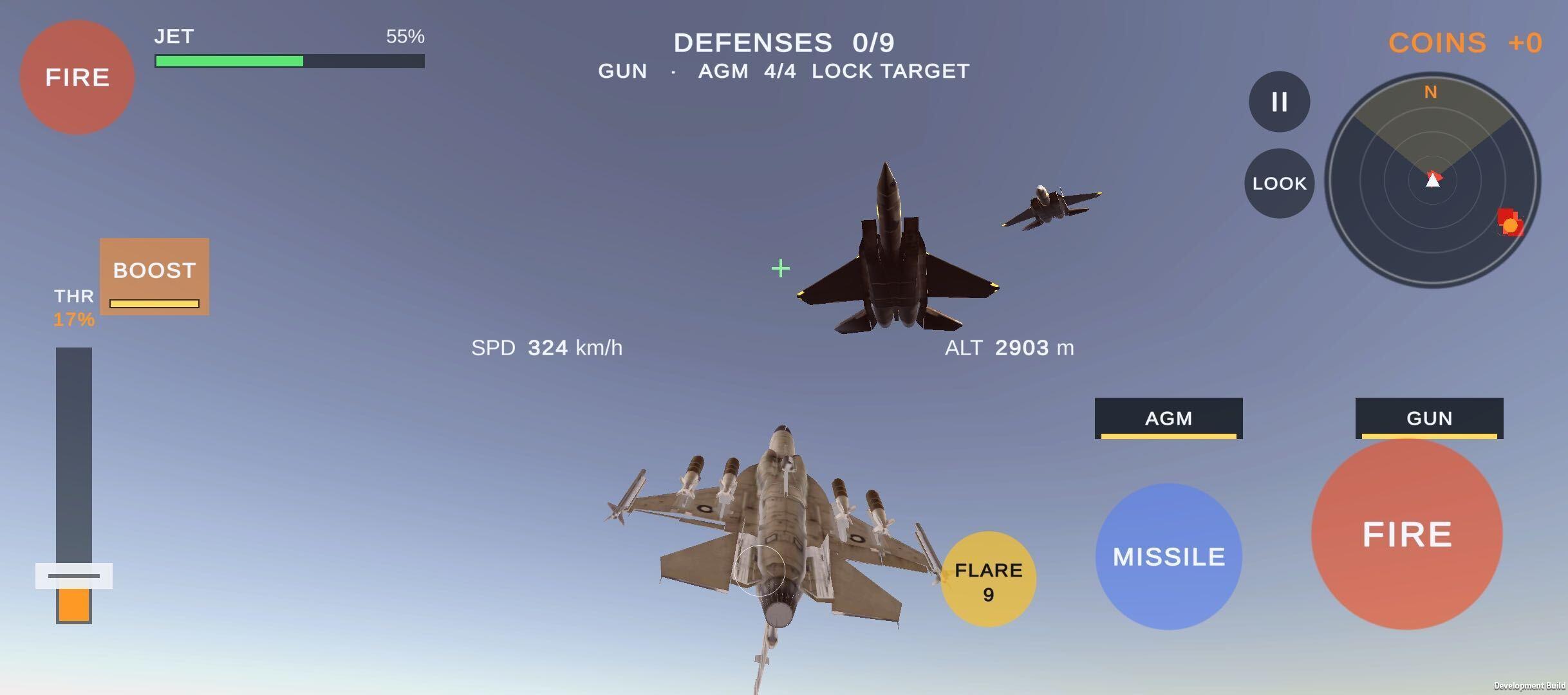Clash of Planes dogfight with two jets ahead of the player