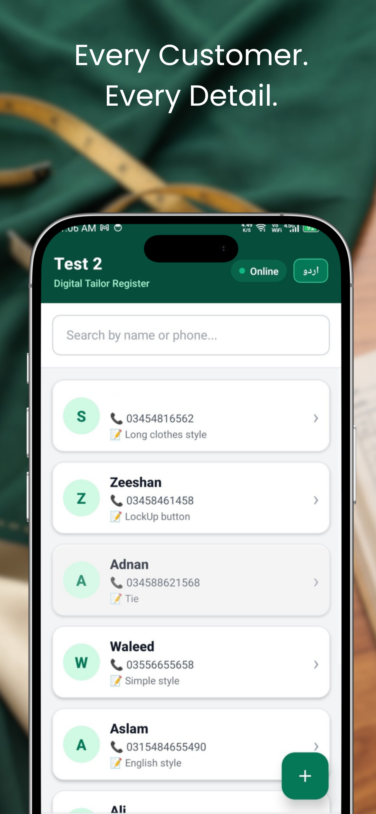 Darzi Khatabook Customer List